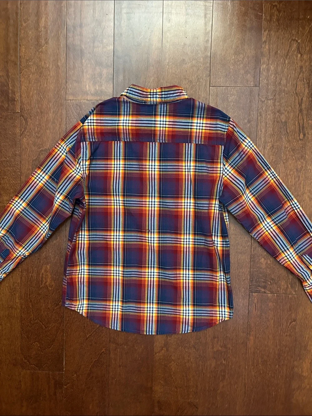 Gymboree Kid’s Plaid Button-Down Shirt in Navy, Red& Yellow, Size L (10-12)